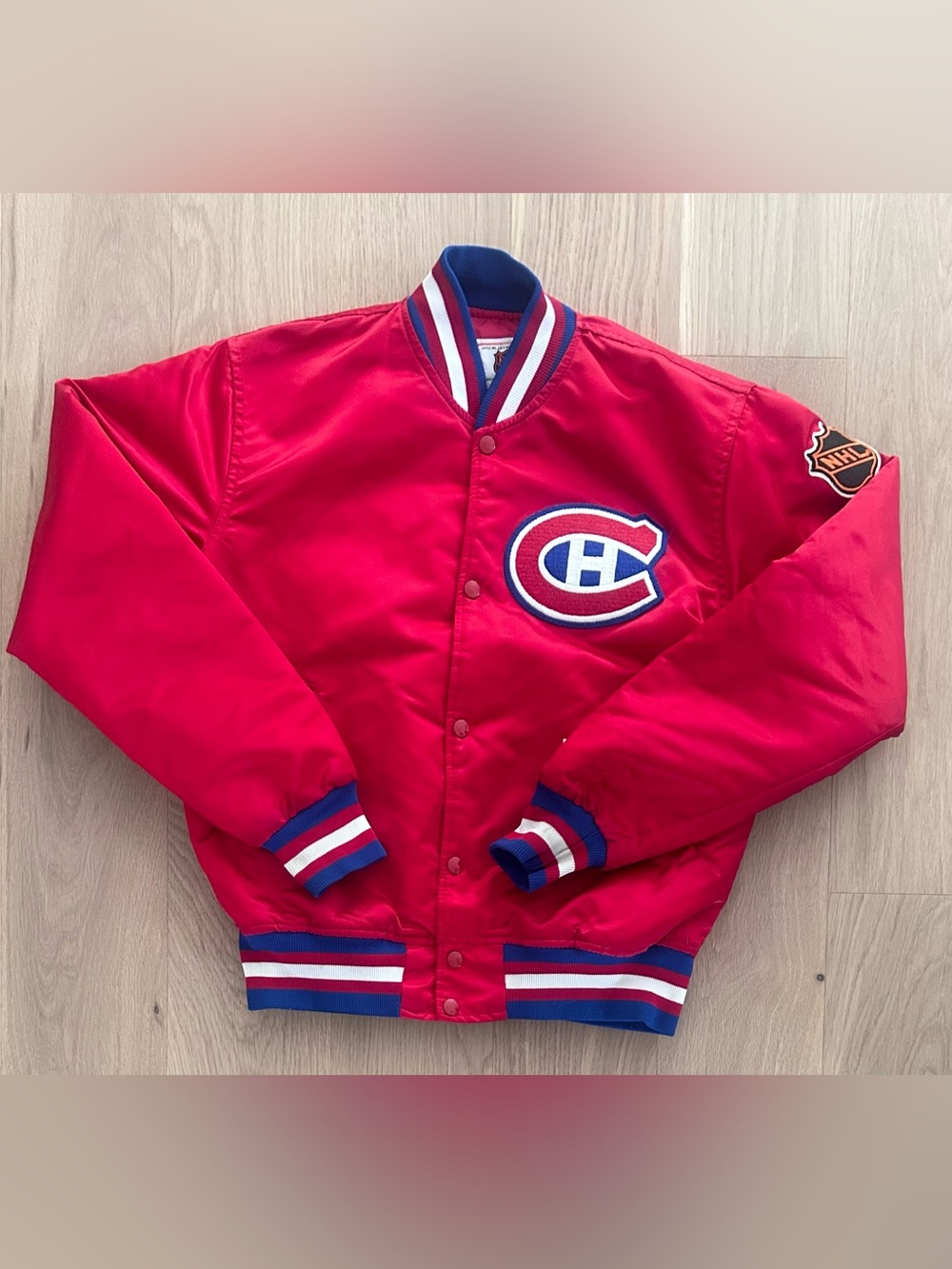 Vintage STARTER Montreal Canadiens Satin Bomber Jacket - Size Medium